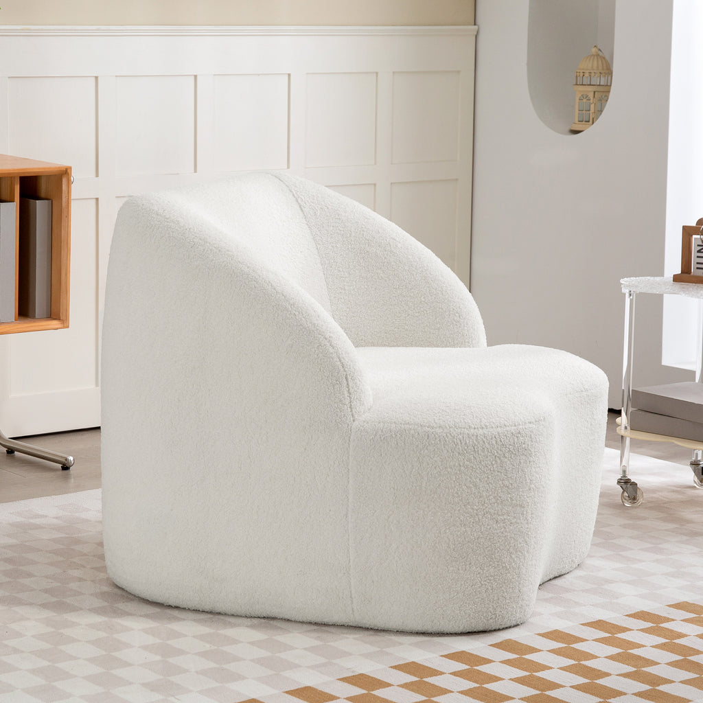 HOMCOM Moderner Sessel mit Fleece-Polsterung, kuscheliger Polstersessel für Wohnzimmer, Schlafzimmer, Homeoffice, Cremeweiß