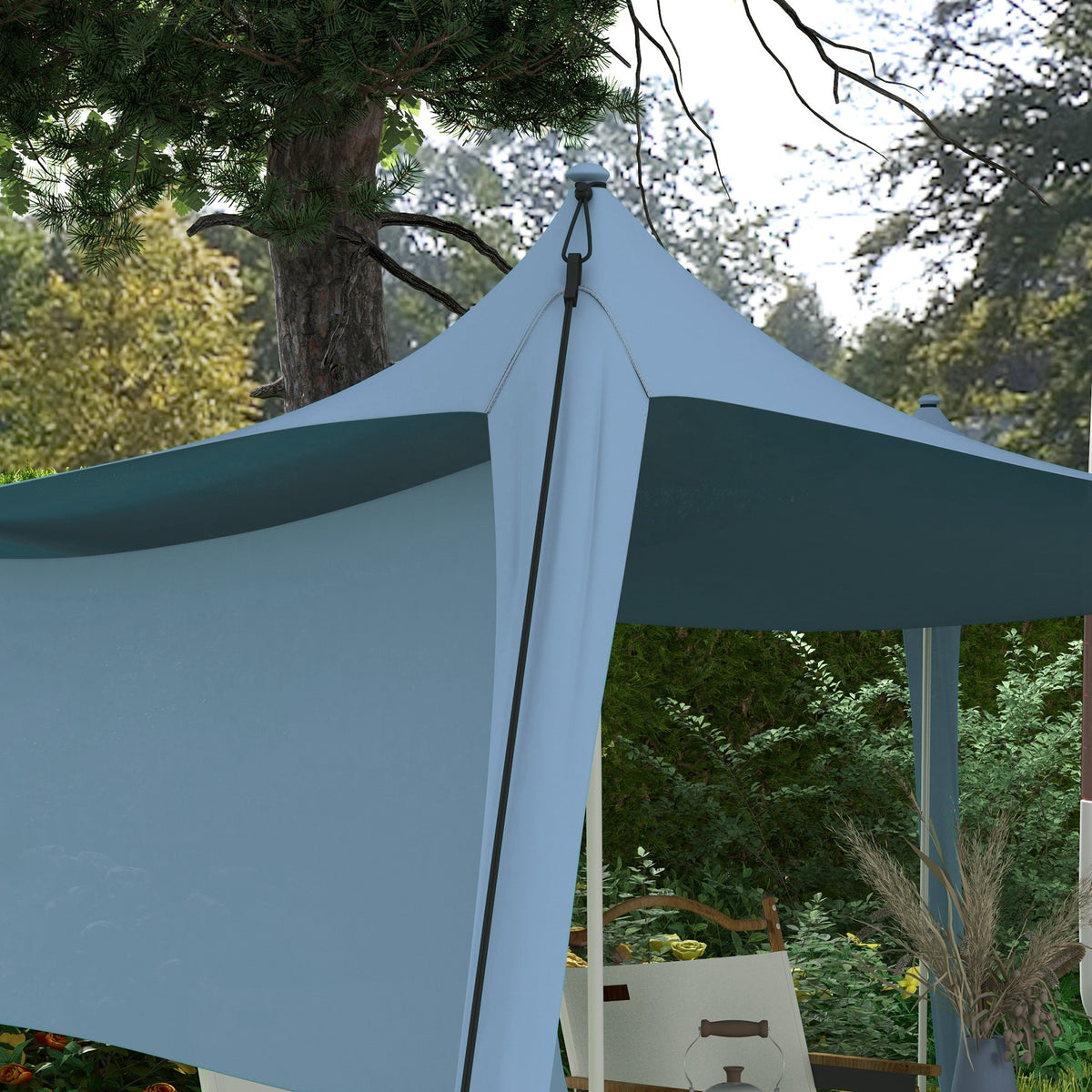 Outsunny Sonnensegel, wasserdicht, anpassbar, leicht, faltbar, Stahltützen, 3x3x2m, Blau
