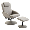 HOMCOM Relaxsessel mit Hocker, 360°drehbarer Fernsehsessel mit Liegefunktion, TV Sessel, Kunstleder, Lesesessel für Wohnzimmer, Schlafzimmer, Grau