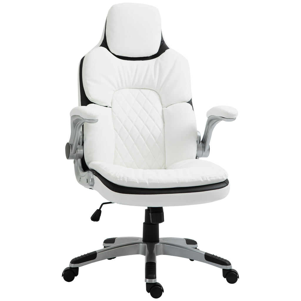 Vinsetto Ergonomischer Bürostuhl mit klappbare Armlehnen, Höhenverstellbarer Schreibtischstuhl mit Wippfunktion, dick gepolsterter Stuhl mit verstellbare gepolsterte Armlehne 69 x 67 x 113-121 cm