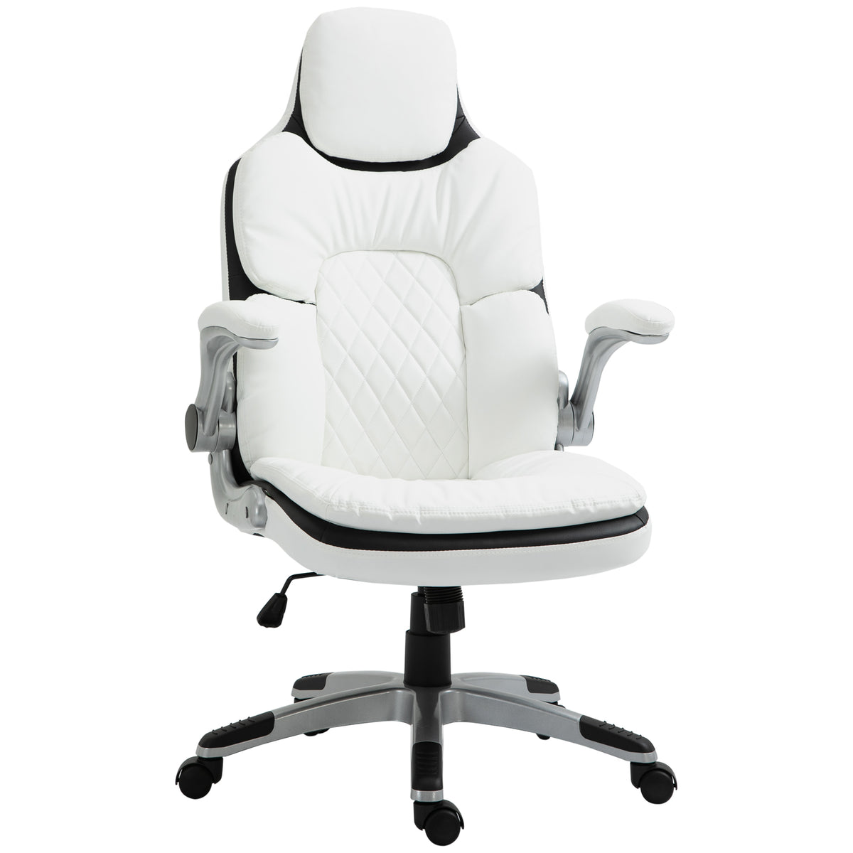 Vinsetto Ergonomischer Bürostuhl mit klappbare Armlehnen, Höhenverstellbarer Schreibtischstuhl mit Wippfunktion, dick gepolsterter Stuhl mit verstellbare gepolsterte Armlehne 69 x 67 x 113-121 cm