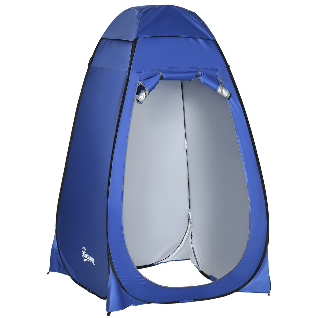 Outsunny Pop-up toilettent, mobiele campingdouchetent, omkleedtent met binnenvak, douchecabine, kleedcabine, waterproof, polyester, donkerblauw, 120 x 120 x 190 cm