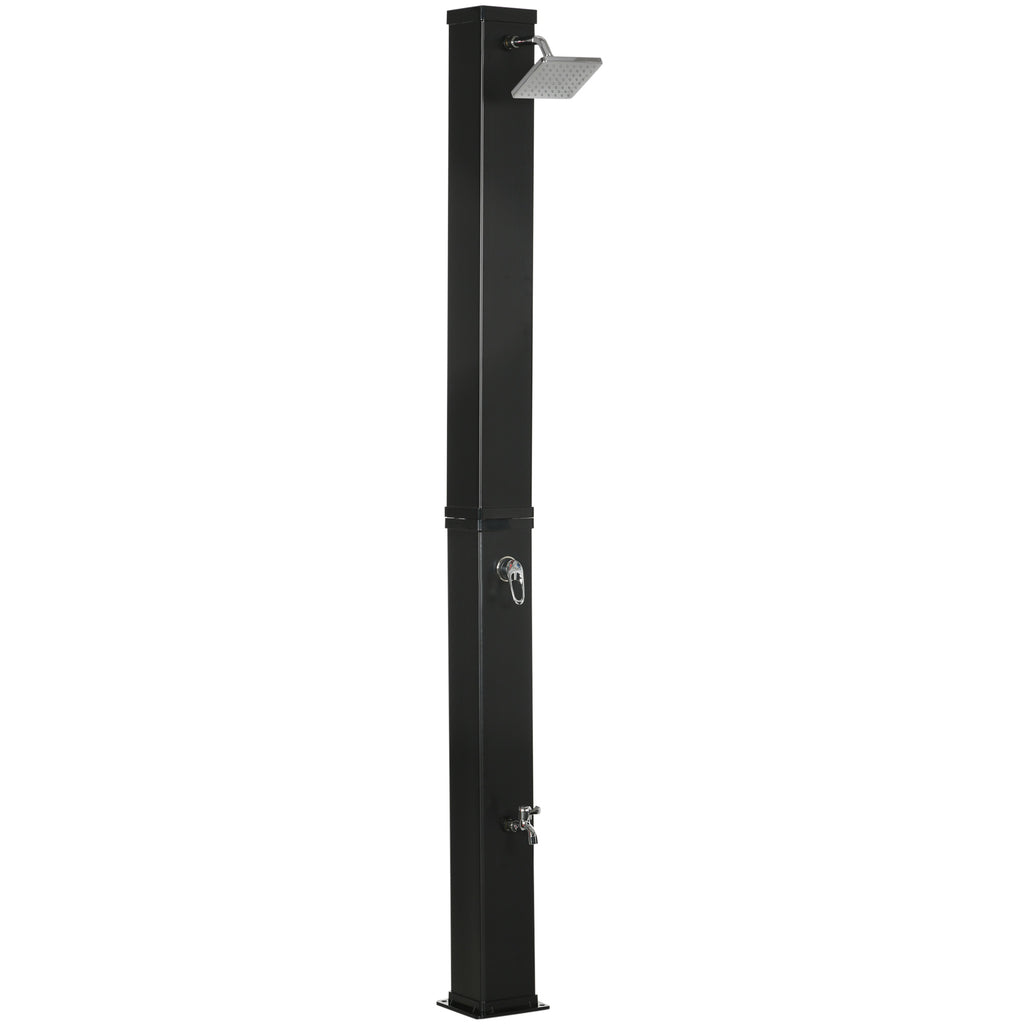 Outsunny Solardusche, um 360° drehbarer Duschkopf, Fußdusche, Wassererhitzung bis 60° C, schwarz, 19 x 20 x 217 cm