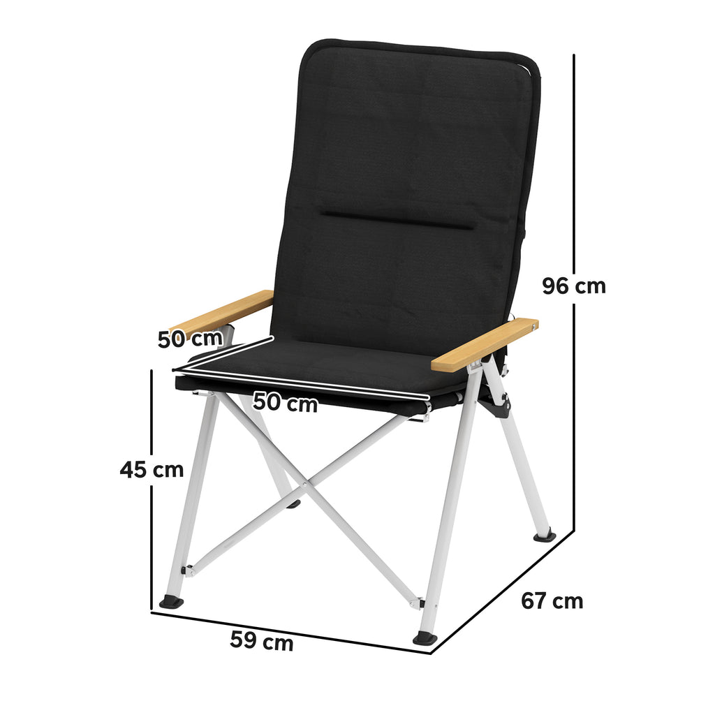 Outsunny Campingstuhl Angeln Klappstuhl, hohe Rückenlehne, abnehmbares Kissen und Transporttasche, 59x67x96cm, schwarz