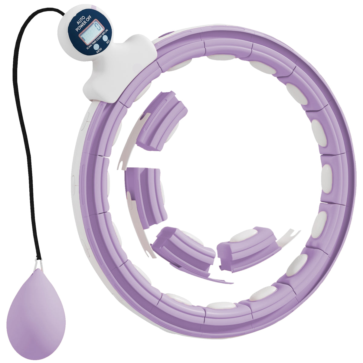 SPORTNOW Smart Hula Hoop Reifen Erwachsene mit Gewicht Kugel Zähler 16 Knoten (76-113cm) Violett