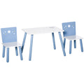 HOMCOM 3-tlg. Kindersitzgruppe mit Kindertisch Kinderstuhl Kindermöbel aus Holz Sitzgruppe Kinder für Kleinkind Mädchen Junge Holz Blau+Weiß 60 x 40 x 43 cm