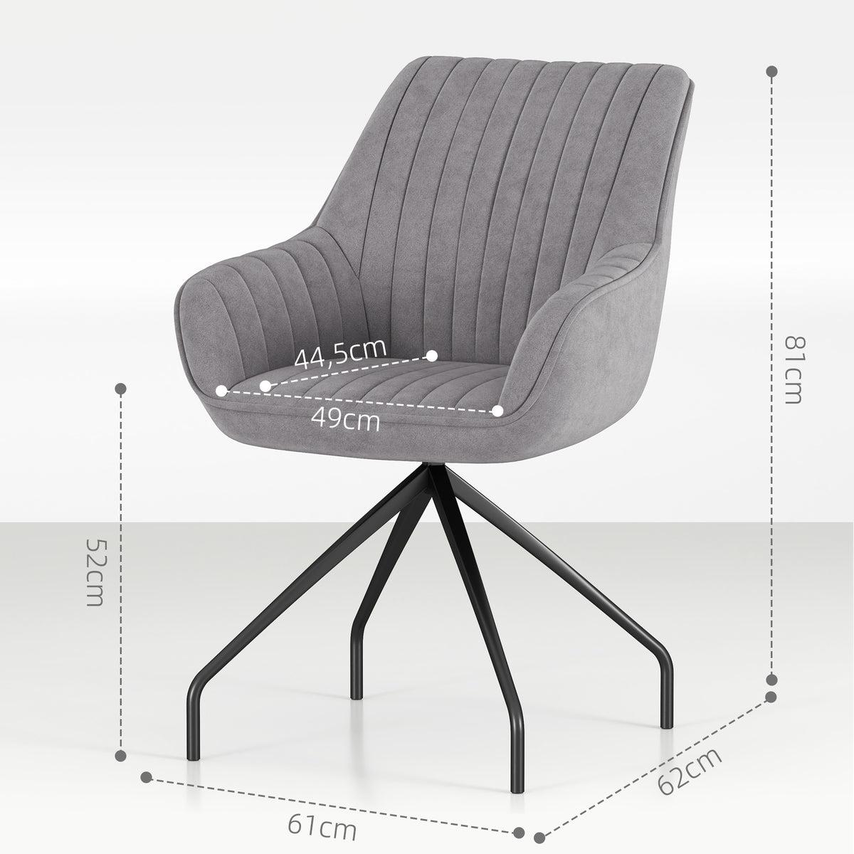 HOMCOM Drehbarer Armstuhl, Moderner Akzentsessel mit Metallbeinen für Wohnzimmer, Schlafzimmer, Büro, Grau