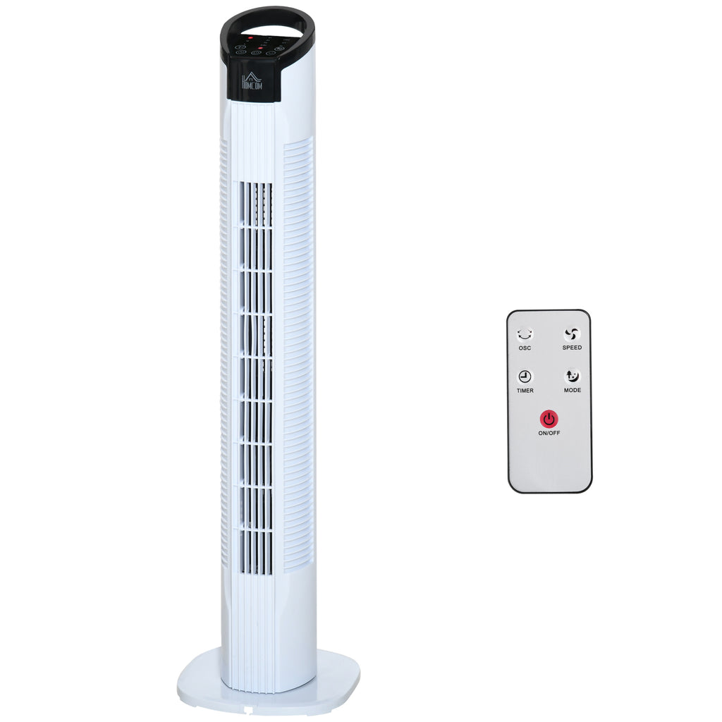 HOMCOM Turmventilator mit Fernsteuerung 70° Oszillierender Standventilator 78,5cm Säulenventilator 50 W 3 Modi & 3 Geschwindigkeiten Schwarz+Weiß