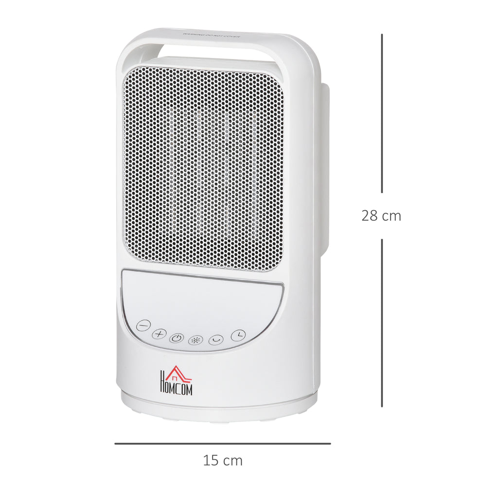 HOMCOM Heizgerät Heizlüfter 750W/1500W Keramik Elektroheizer mit 3 Stufen Warm 12-Stunden-Timer 45° Oszillation Heizer Heizung Wärme PBT Weiß