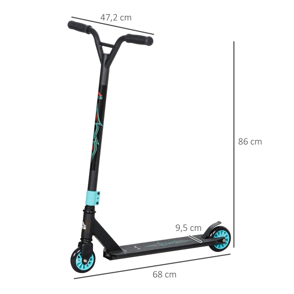 HOMCOM Pro Stunt-Scooter, Tretroller für Freestyle Tricks, Aluminium, Metall, Kunstleder, für Kinder und Erwachsene, Grün