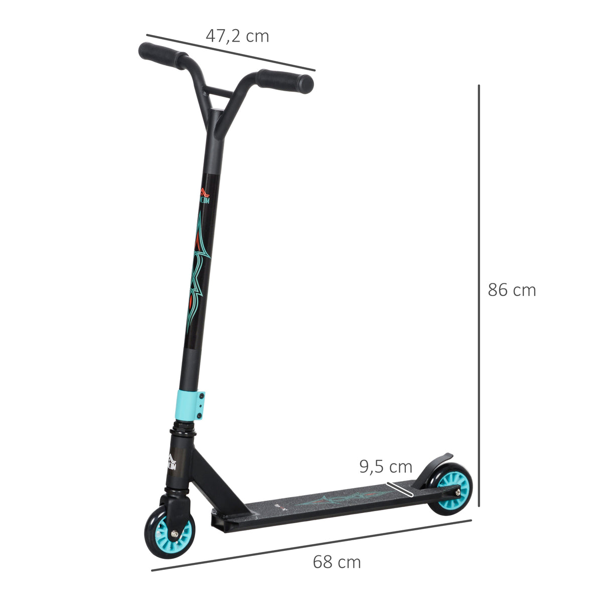 HOMCOM Pro Stunt-Scooter, Tretroller für Freestyle Tricks, Aluminium, Metall, Kunstleder, für Kinder und Erwachsene, Grün