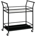 HOMCOM Küchenwagen mit 4 Rollen, 2 Ablagen und Griffen, 75 cm x 40 cm x 80 cm, Schwarz