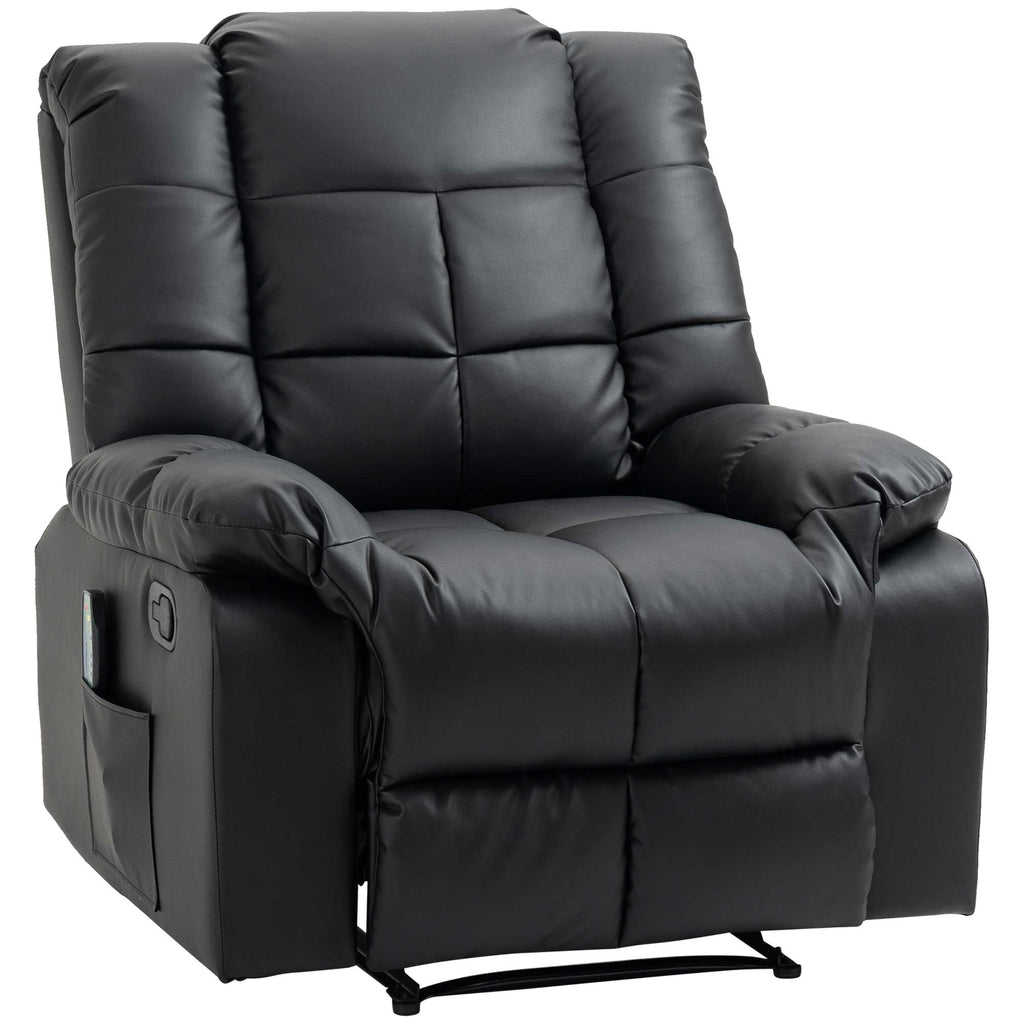 HOMCOM Massagesessel, Relaxsessel, 8 Vibrationspunkte, Liegefunktion, Kunstleder, schwarz, 94x99x99cm