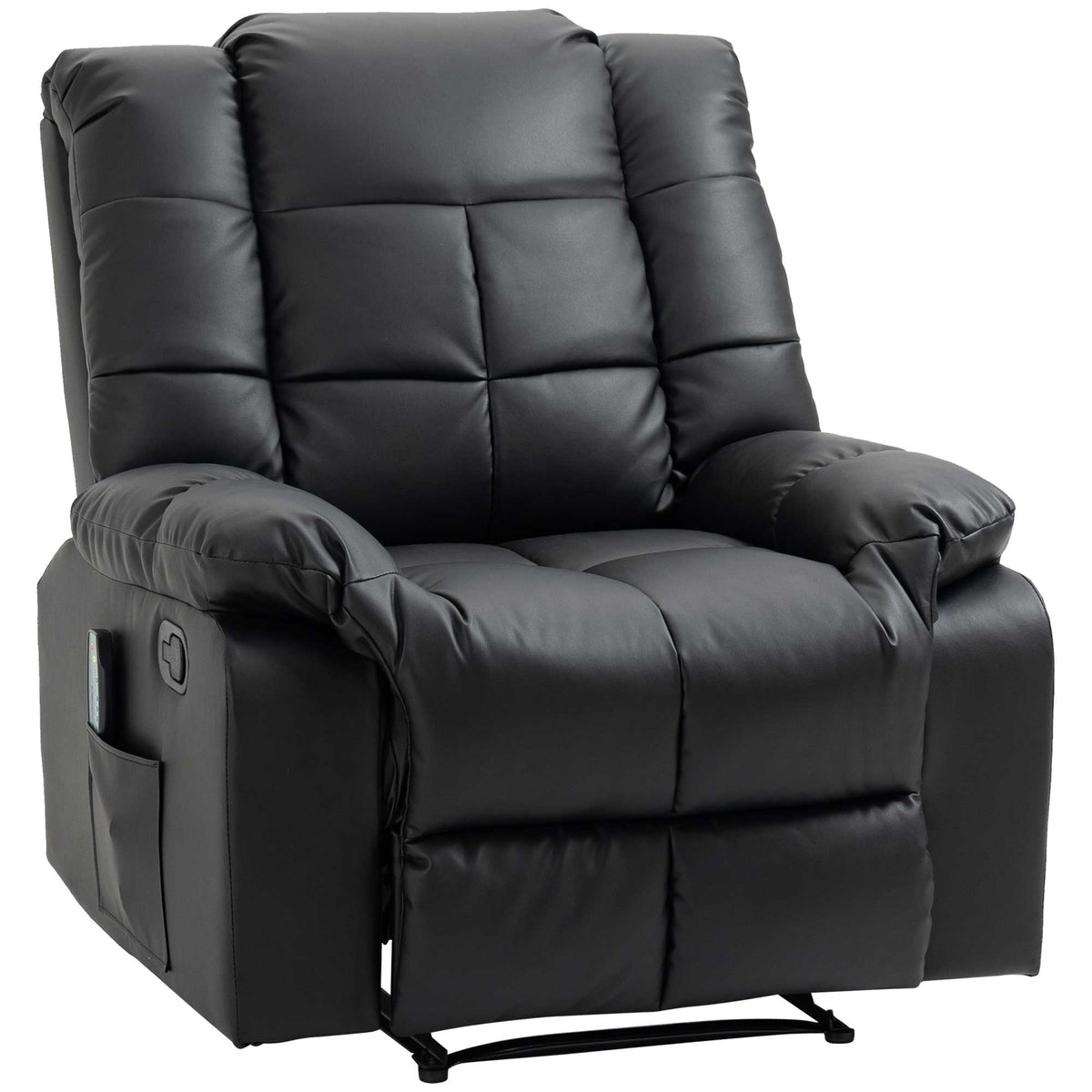 HOMCOM Massagesessel, Relaxsessel, 8 Vibrationspunkte, Liegefunktion, Kunstleder, schwarz, 94x99x99cm