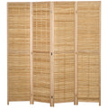 HOMCOM 4-teiliger Raumteiler, 160 x 170 cm Faltbarer Sichtschutz aus Bambus für Wohnzimmer, Schlafzimmer, Natur