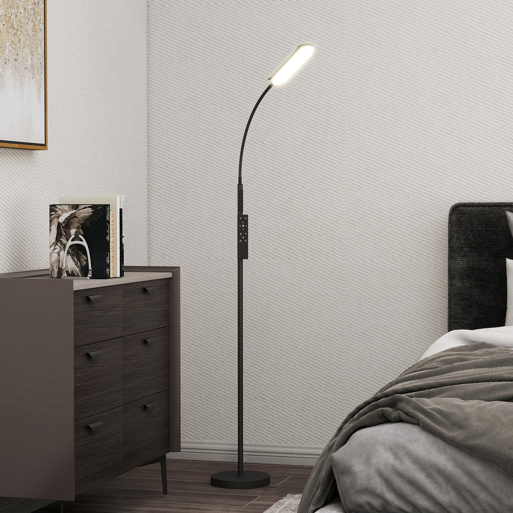 HOMCOM LED-Stehlampe, 5 Modi, Speicherfunktion, verstellbare Helligkeit, Stahl, Schwarz