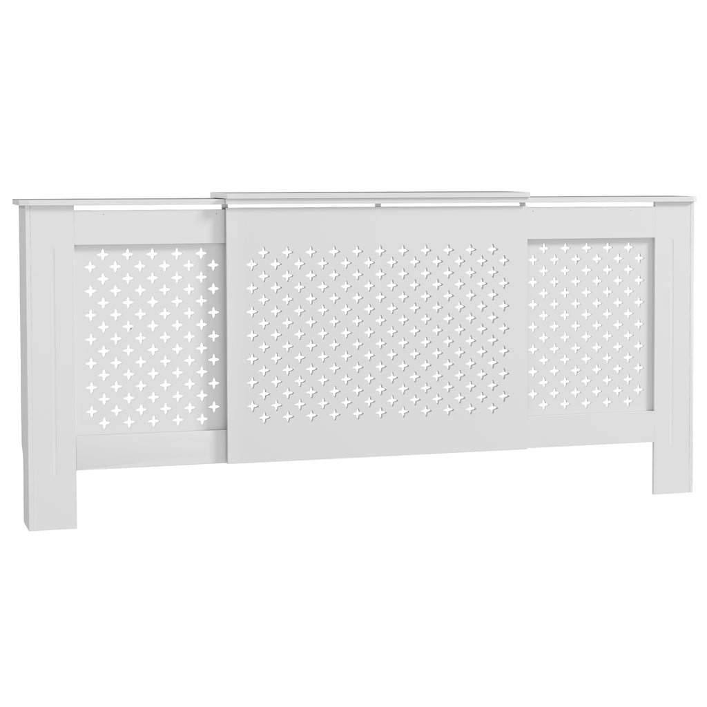 HOMCOM Verstellbare Heizkörperverkleidung mit zeitgenössischem Design Ausziehbare Länge 136-200 x 21,5 x 91,7 cm Weiß