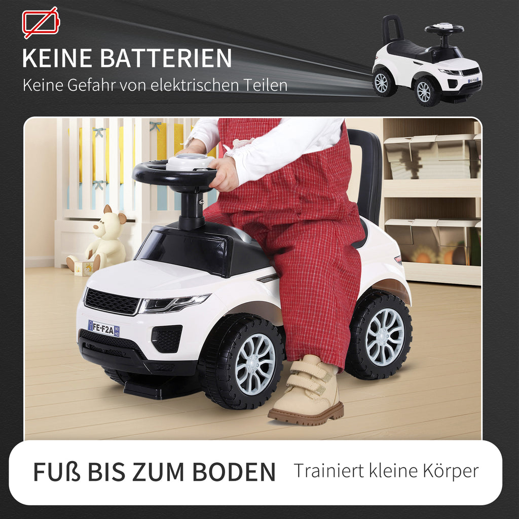 HOMCOM Kinderfahrzeug Rutschauto Lauflernhilfe mit Hupe Stauraum PP Weiß 62 x 28 x 41,5 cm