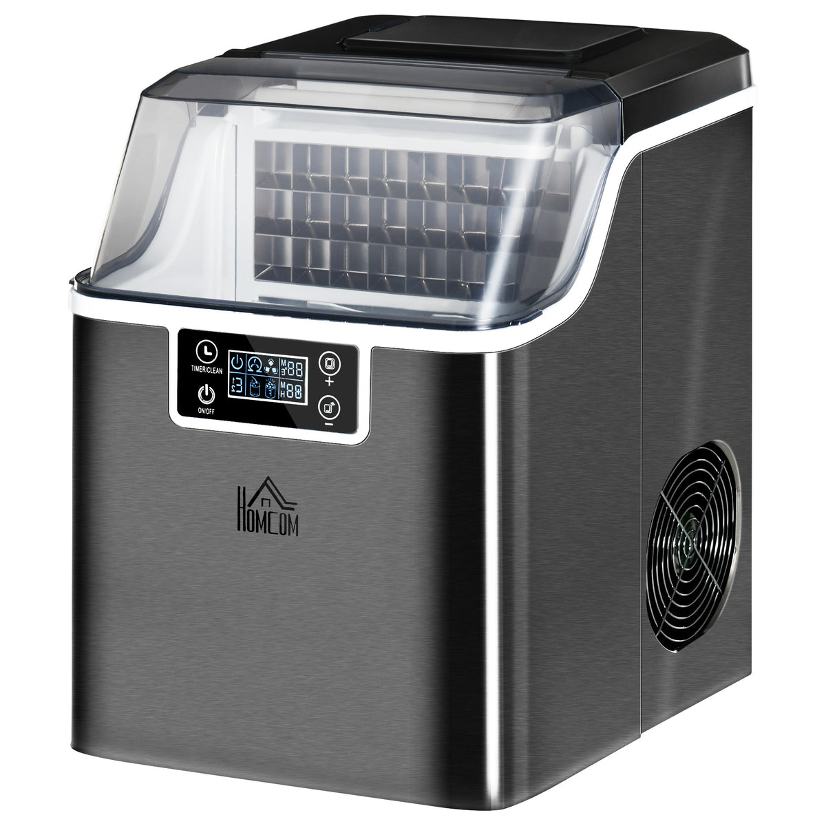 HOMCOM Eiswürfelmaschine Eiswürfelspender Ice-Maker 20kg/24h 2,3L Eiswürfelbereiter mit 3,2 L Wassertank, Schwarz
