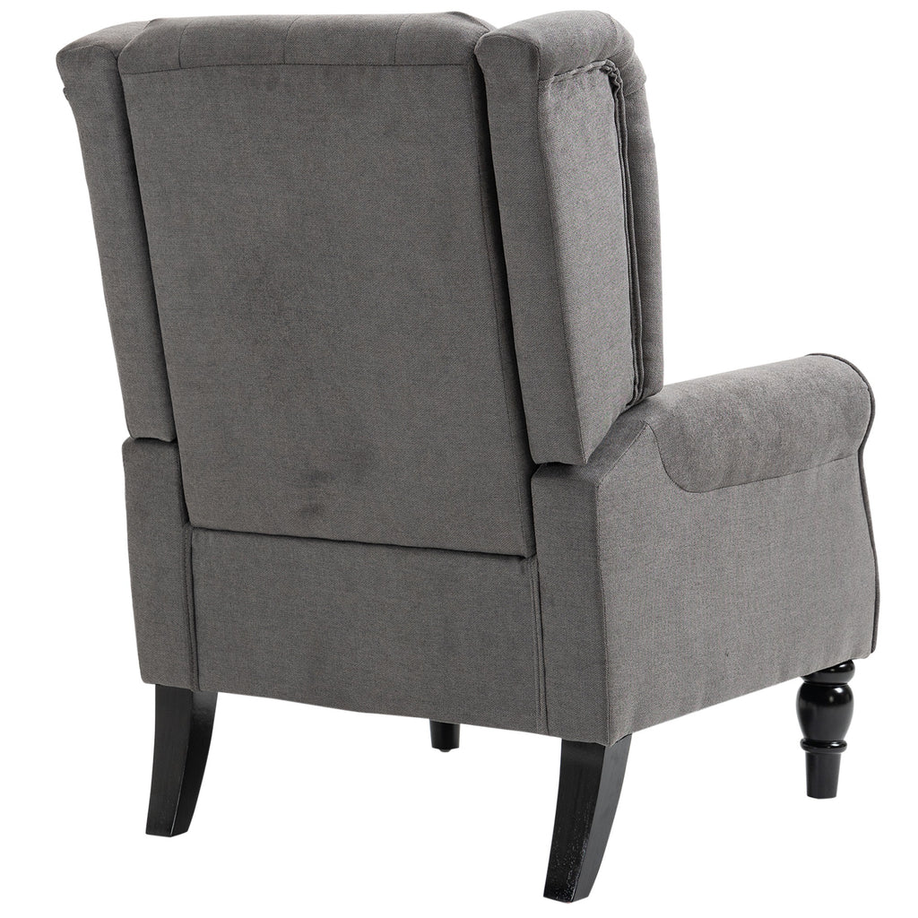 HOMCOM Ohrensessel im Vintage-Design, Lesesessel, Akzentsessel, Holzbeine, Knopfheftung, Grau + Schwarz