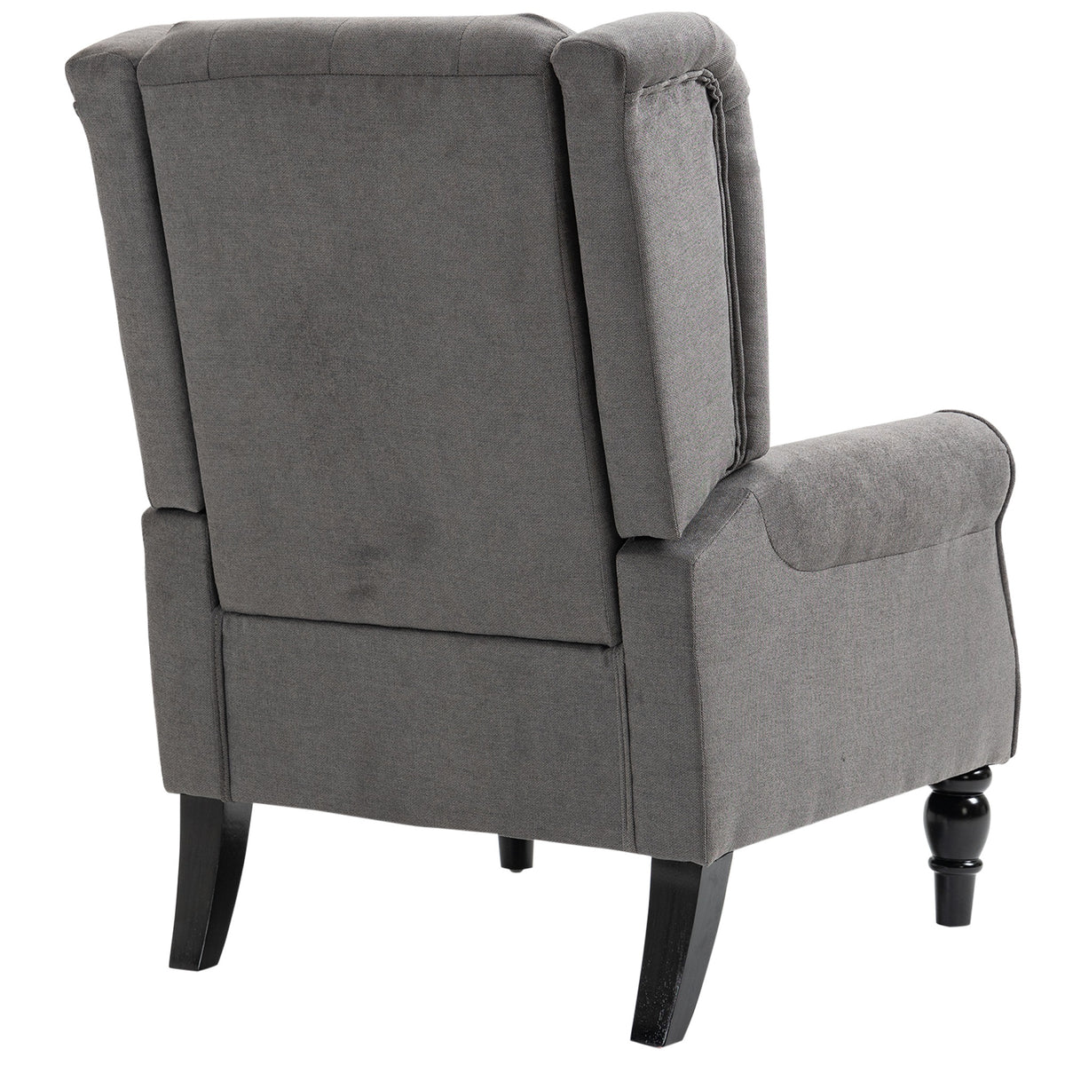 HOMCOM Ohrensessel im Vintage-Design, Lesesessel, Akzentsessel, Holzbeine, Knopfheftung, Grau + Schwarz