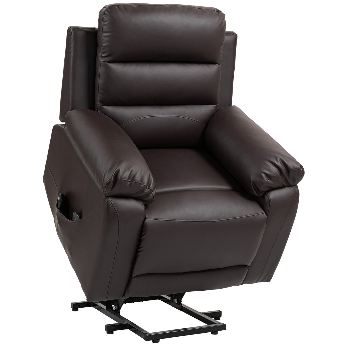 HOMCOM Elektrischer Aufstehmassagestuhl mit Massagefunktion, einstellbarer Neigung, 8 Modi, verstellbare Fußstütze PU, 2 Fernbedienungen