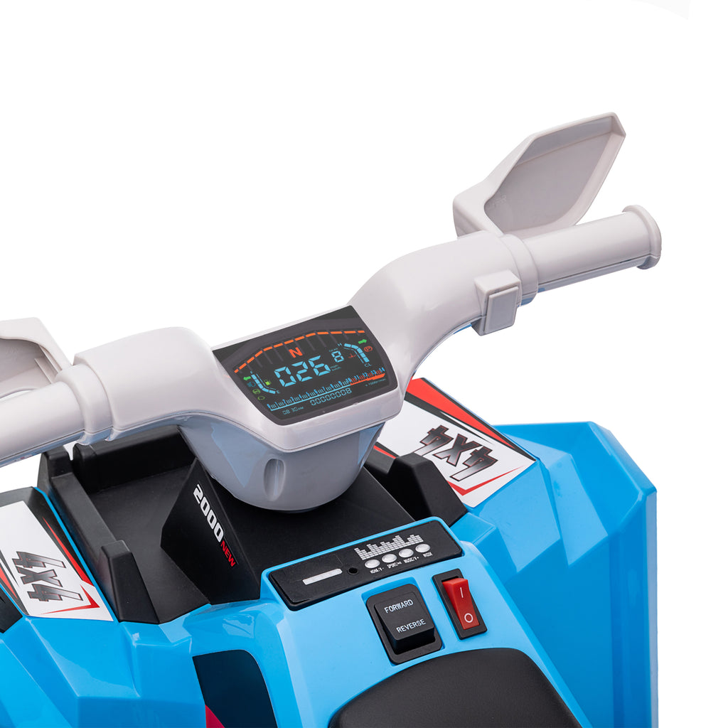 HOMCOM Elektro-Kinderquad, 2,5 km/h, Vorwärts- & Rückwärtsgang, für 18-36 Monate, Blau