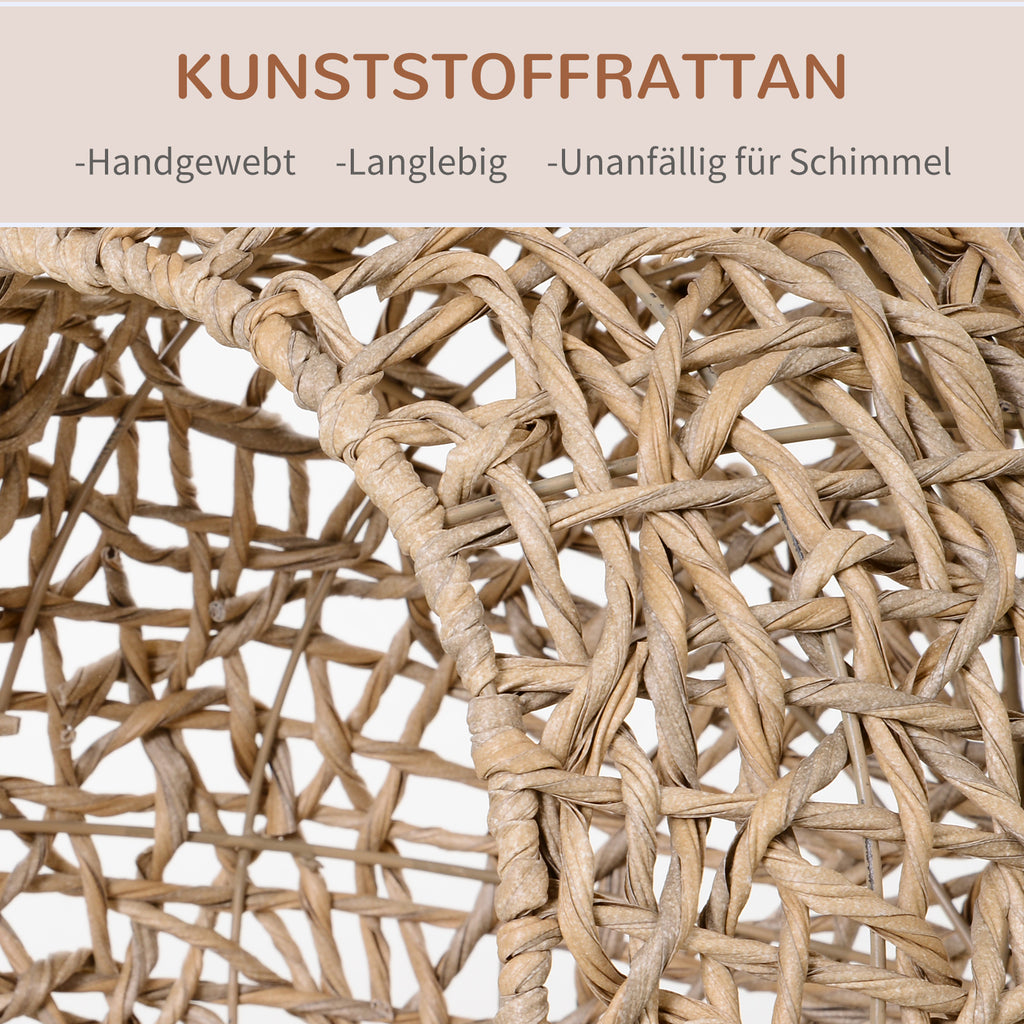 PawHut Katzenhaus aus Rattan mit Kissen Katzenschlafplatz Katzenhöhle mit erhöhten Füßen Natur Ø52 x 58 cm