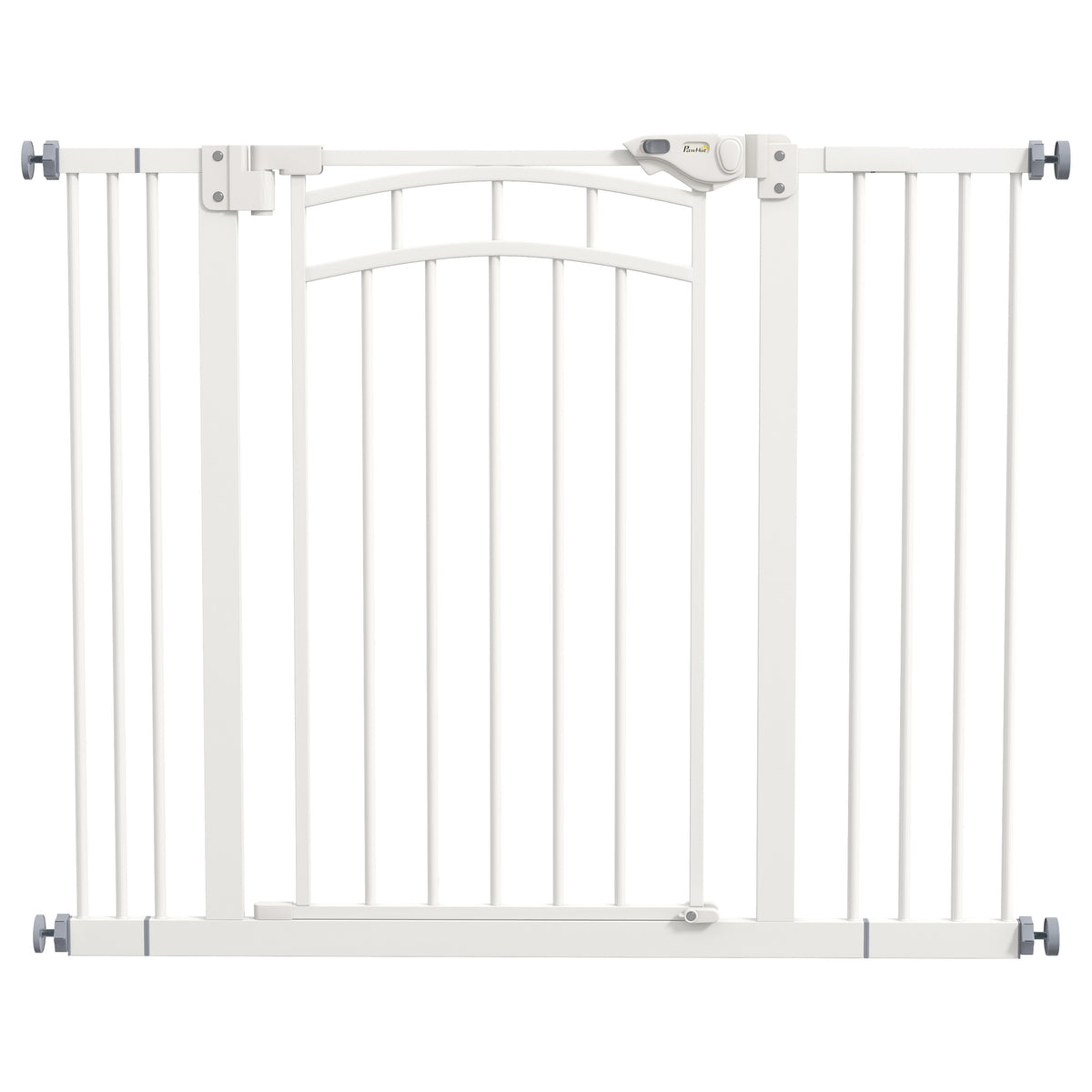 PawHut Treppenschutzgitter Hundeschutzgitter, automatisches Schließen, Einhandbedienung,100 cm x 4 cm x 76 cm, Weiß