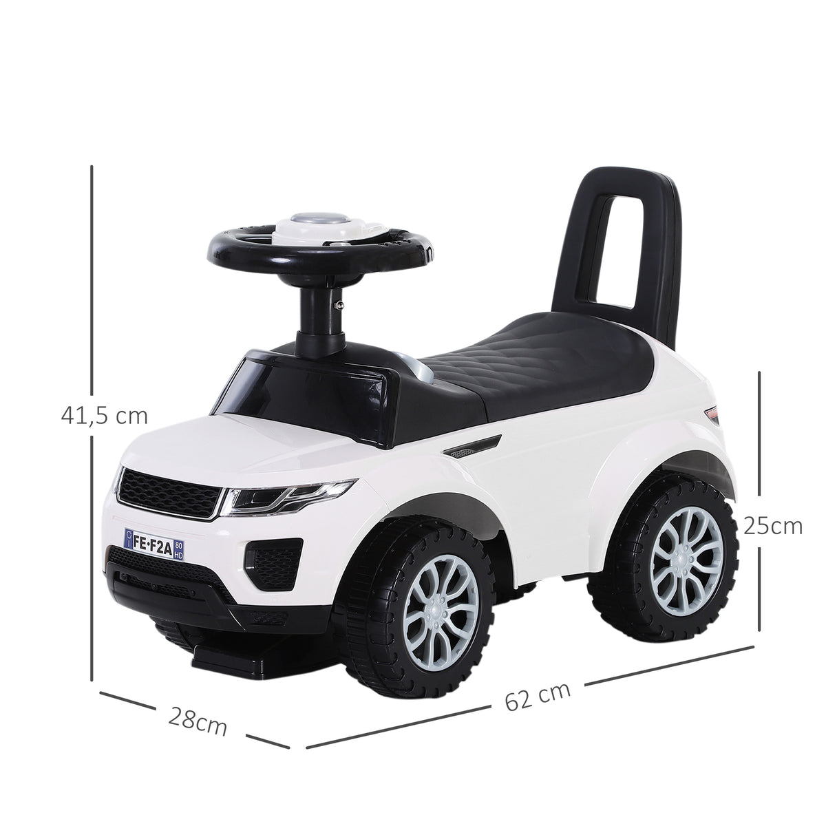 HOMCOM Kinderfahrzeug Rutschauto Lauflernhilfe mit Hupe Stauraum PP Weiß 62 x 28 x 41,5 cm