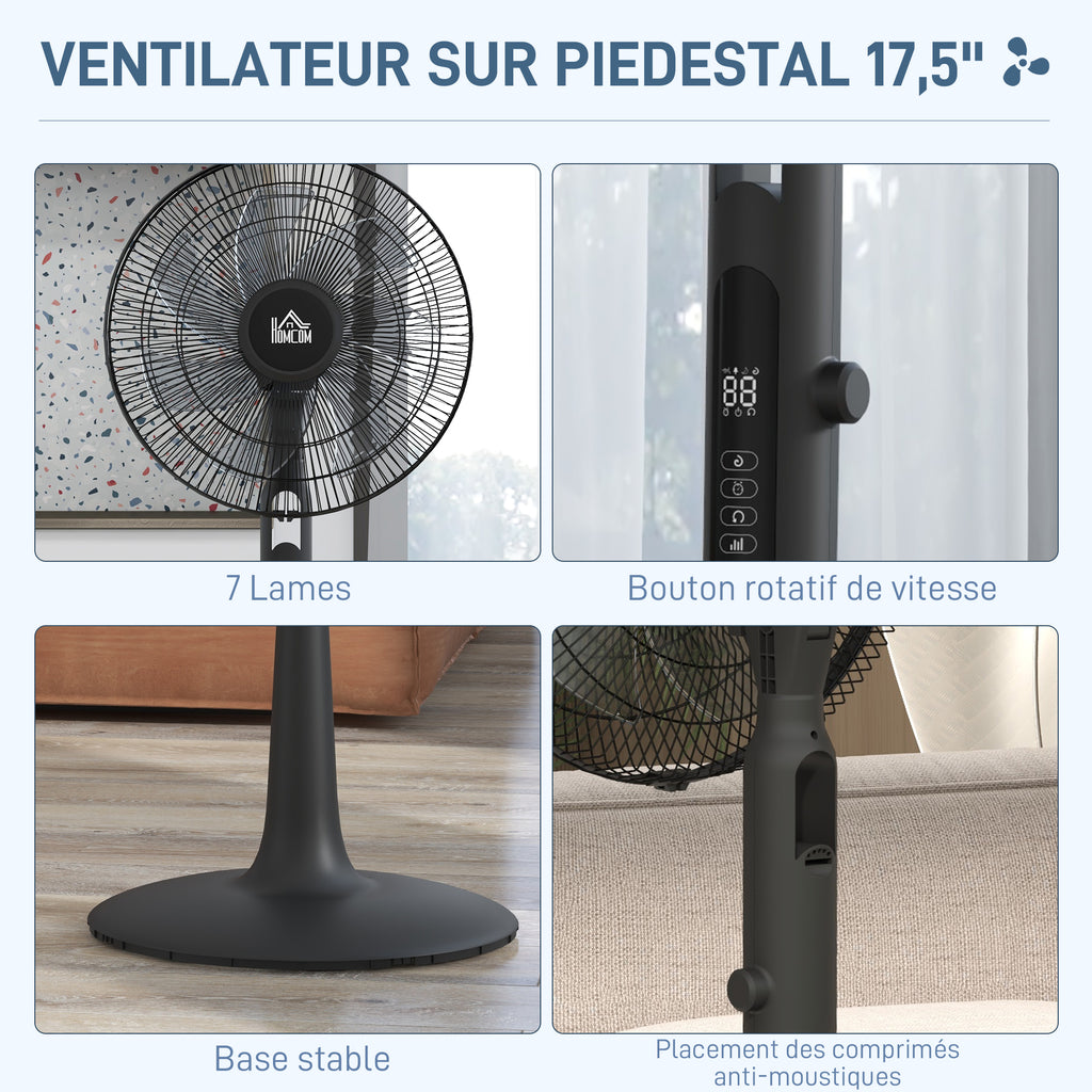 HOMCOM Standventilator Ø 42cm 40W 3 Modi 28 Geschwindigkeiten, Mückenschutzfunktion, höhenverstellbar schwenkbar 75° schwarz