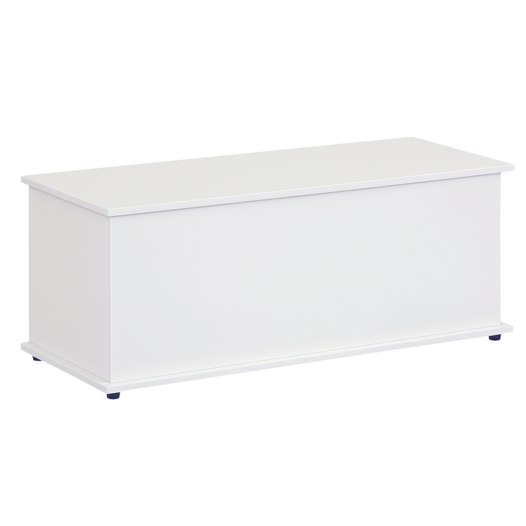 HOMCOM Truhe Aufbewahrungsbox Sitztruhe mit Stauraum Sicherheitsscharniere Holzkiste mit klappbarem Deckel für Wohnzimmer, Schlafzimmer, Spanplatte Weiß 100 x 40 x 40cm