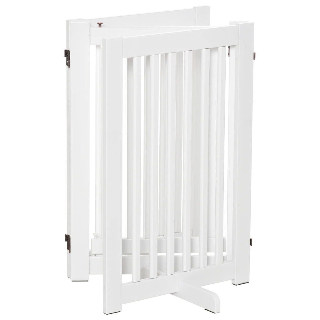 PawHut Absperrgitter Holz Freistehendes Schutzgitter für Hunde Türschutzgitter Verstellbares Hundegitter Treppengitter mit Füßen klappbares Kamingitter für Ofen Weiß 155 x 1,5 x 76 cm