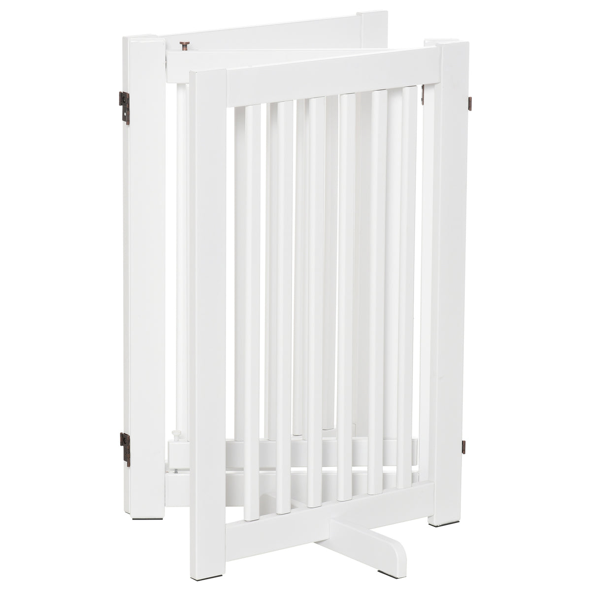 PawHut Absperrgitter Holz Freistehendes Schutzgitter für Hunde Türschutzgitter Verstellbares Hundegitter Treppengitter mit Füßen klappbares Kamingitter für Ofen Weiß 155 x 1,5 x 76 cm