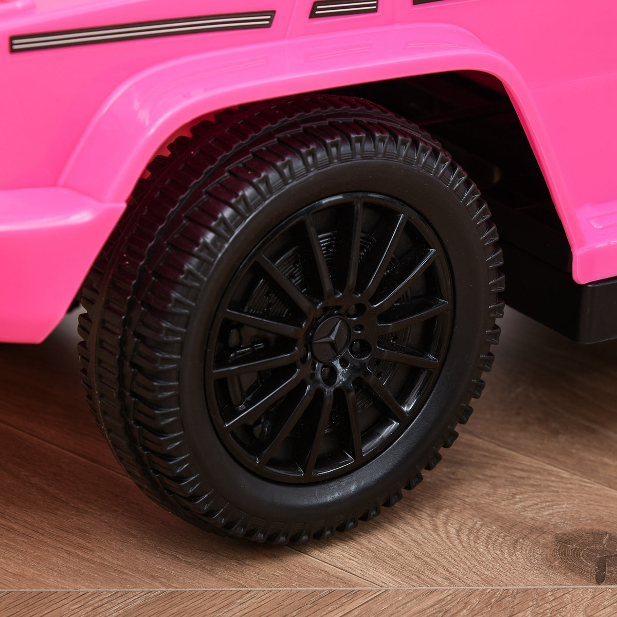 HOMCOM Kinderfahrzeug Auto Kind Multi-ausgestattet 12-36 Monate Hupe Trittbrett, Geländer und Sonnenschirm Rosa