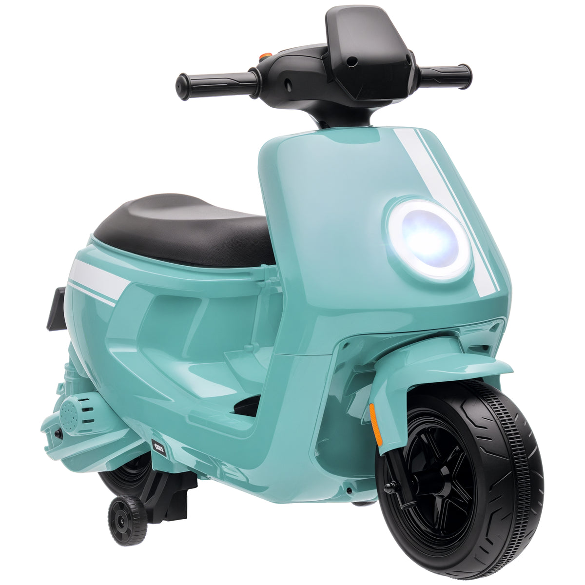 AIYAPLAY 6V Elektro-Motorrad für Kinder, mit Scheinwerfer und Musik, Vor- und Rückwärtsgang, Trainingsräder, 18-36 Monate, Grün