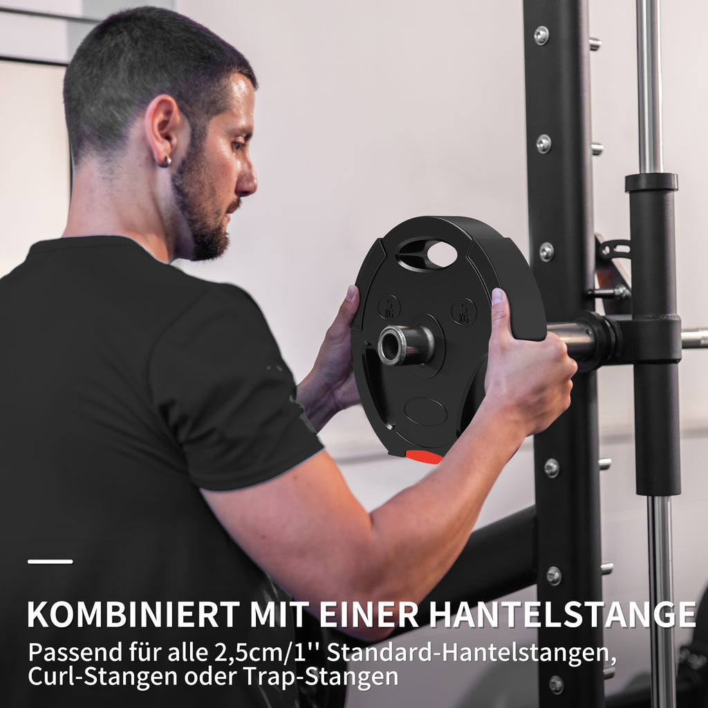 SPORTNOW 4er Gewichtsplatten-Set für Training, Fitnessstudio, Heimtraining, Stärke-Training, 2 x 10 kg und 2 x 5 kg, Schwarz
