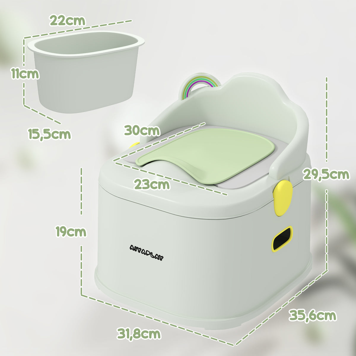 AIYAPLAY Kinder-Töpfchen, 3-in-1, abnehmbarer Aufsatz, Kunstleder-Sitzpolster, max. 50 kg, Grau