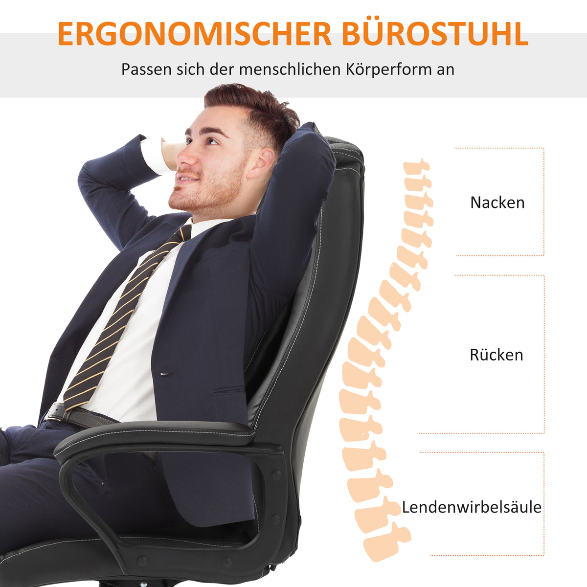 Vinsetto Bürostuhl mit Massagefunktion, höhenverstellbarer Chefsessel, ergonomischer Drehstuhl, 6 Vibrationspunkte, Braun