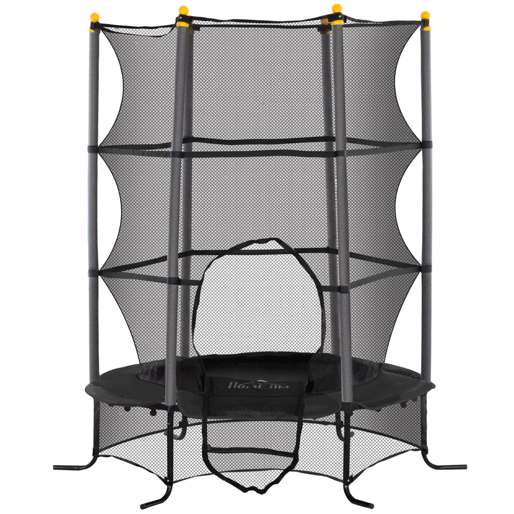 HOMCOM Trampolin für Kinder, Ø163 cm, mit Sicherheitsnetz, In- und Outdoor, Belastung bis 50 kg, Stahl, Kunststoff, Schwarz