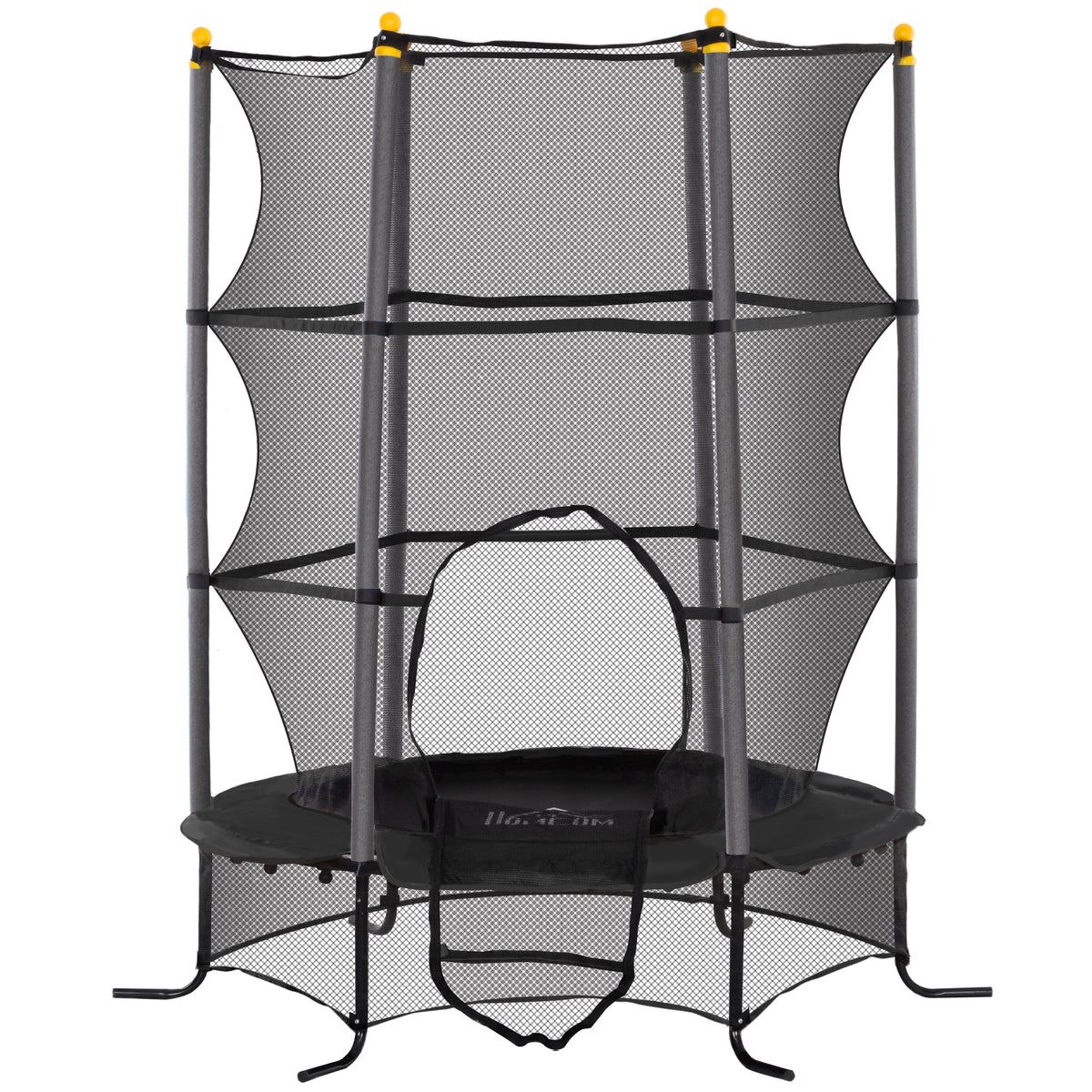HOMCOM Trampolin für Kinder, Ø163 cm, mit Sicherheitsnetz, In- und Outdoor, Belastung bis 50 kg, Stahl, Kunststoff, Schwarz