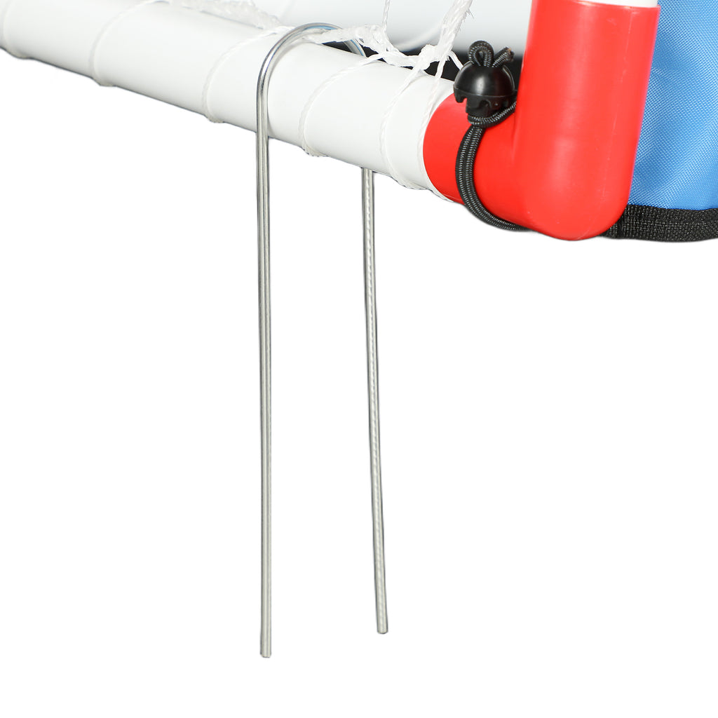 HOMCOM Handballtor für Kinder im Freien, Tor mit 5 Zielschießzonen, aufblasbarer Handball, Pumpe, 162 x 60 x 106 cm Weiß