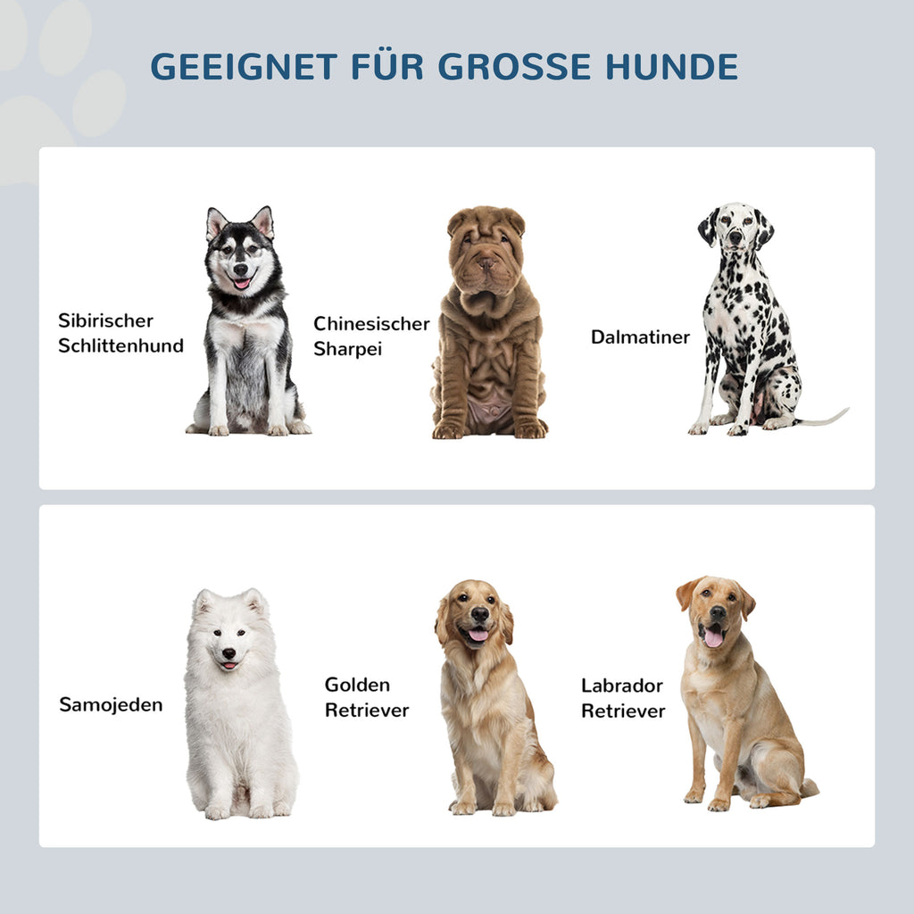 PawHut Hunde Futterstation, 2 Näpfe aus Edelstahl, Schrankfach 44L Kapazität, Magnettüren, weiß, 60x30x35,5 cm