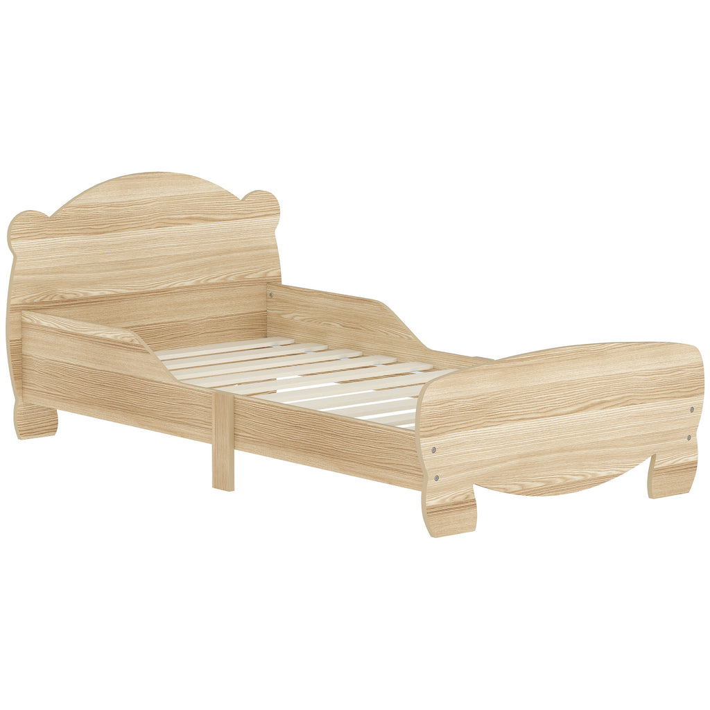 AIYAPLAY Kinderbett Jugendbett Hausbett mit Bären-Design Spielbett für 3-6Jahre Kinder 143,5 x 80 x 55 cm Naturholz