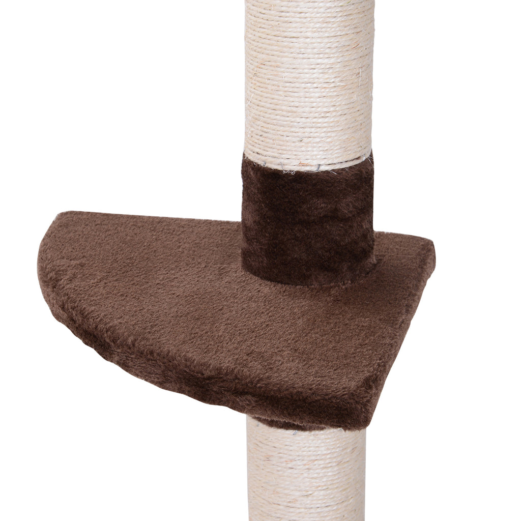 PawHut Kratzbaum Deckenhoch höhenverstellbar, stabiler Katzenbaum mit Sisalsäulen, Katzen Kletterbaum, Braun, 40 x 34 x 230-260 cm