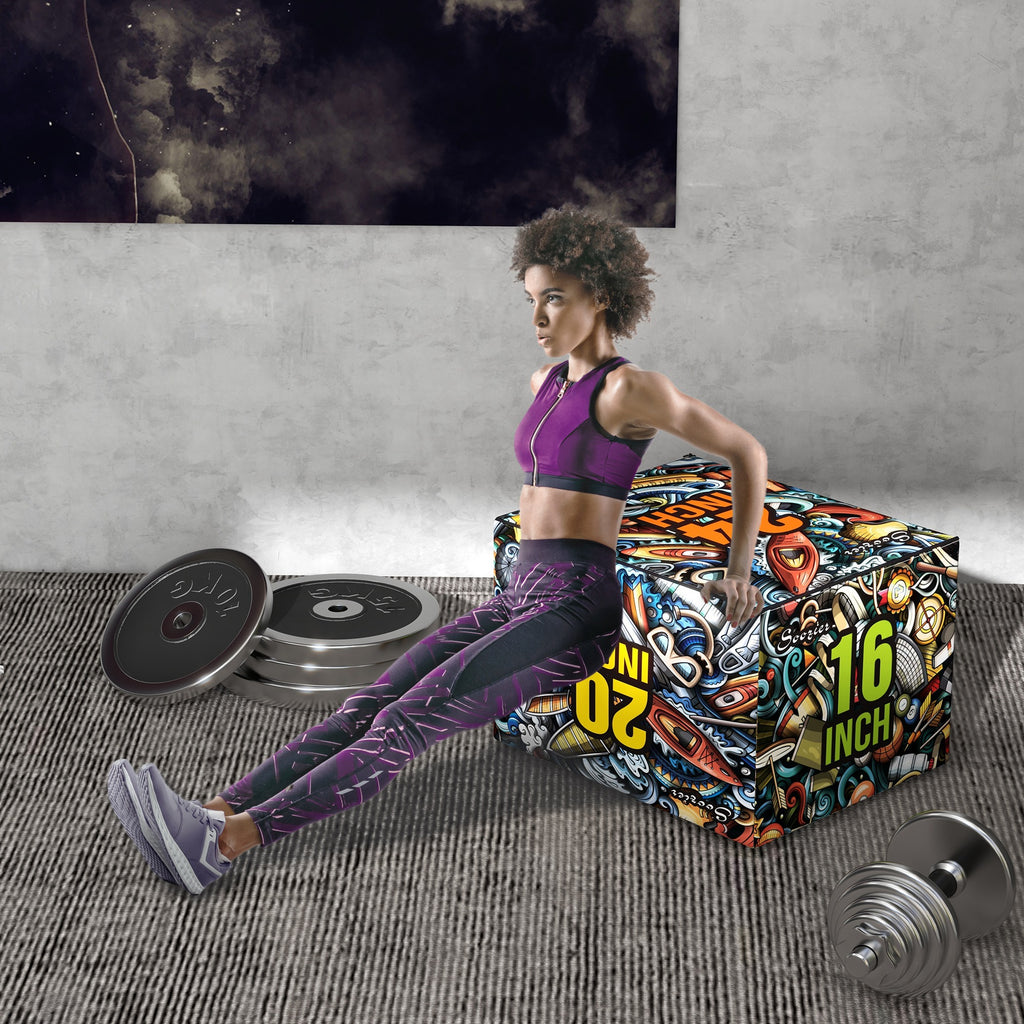 SPORTNOW Plyo Box 3 Höhen Jumping Box rutschfest für Zuhause und Fitnessstudio, 61x51x41 cm, Multicolor