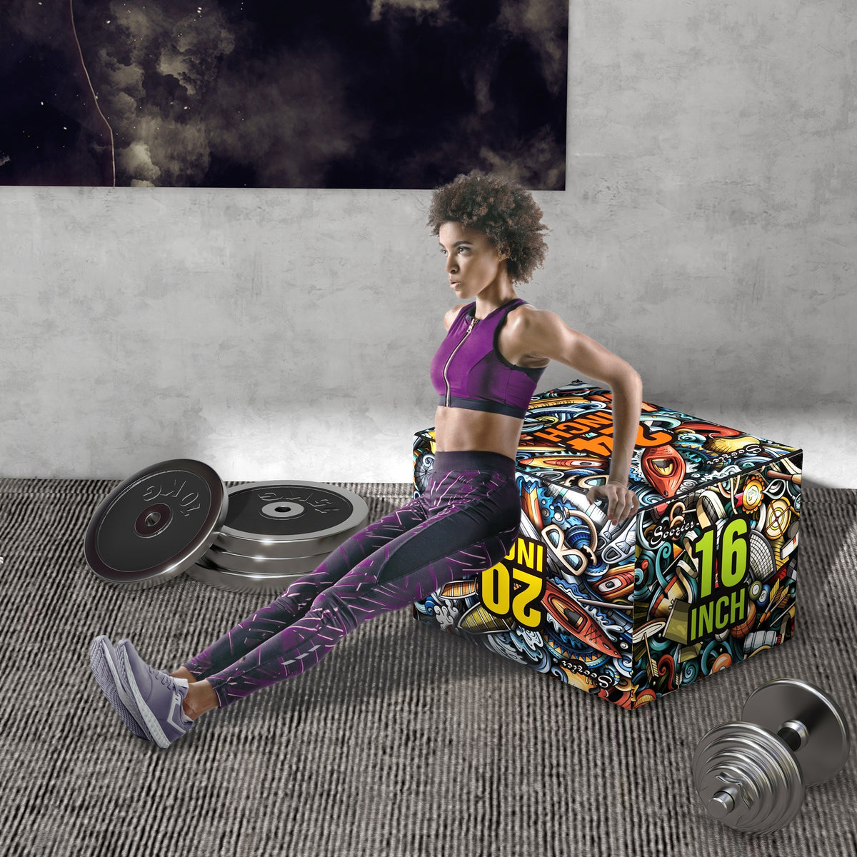 SPORTNOW Plyo Box 3 Höhen Jumping Box rutschfest für Zuhause und Fitnessstudio, 61x51x41 cm, Multicolor