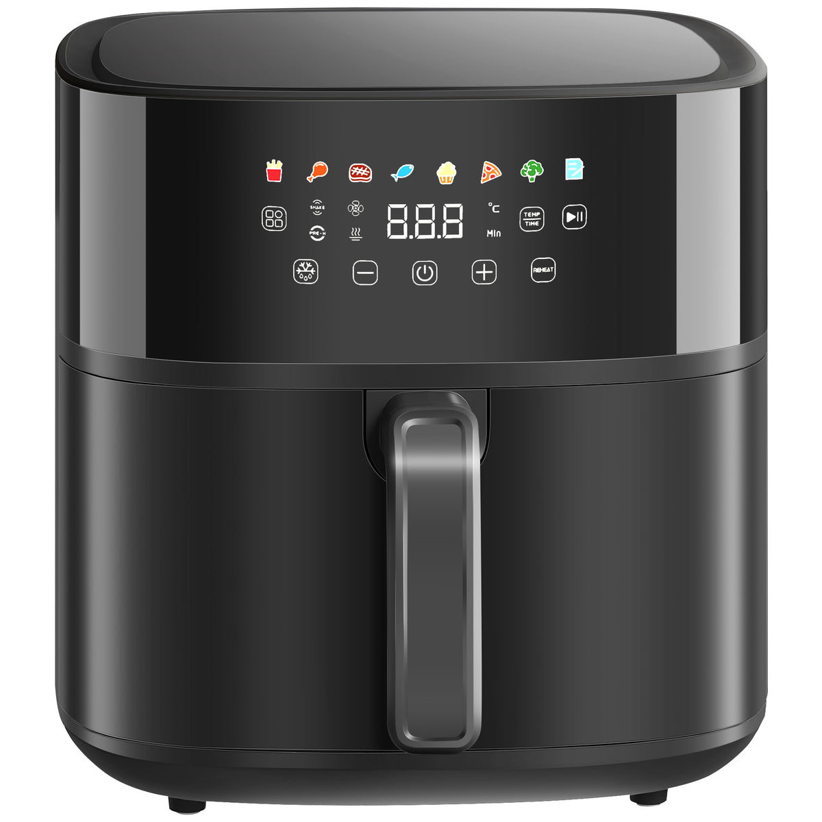 HOMCOM Heißluftfritteuse, Air Fryer, 8 Programme, 8 Liter, LED-Screen, Schwarz