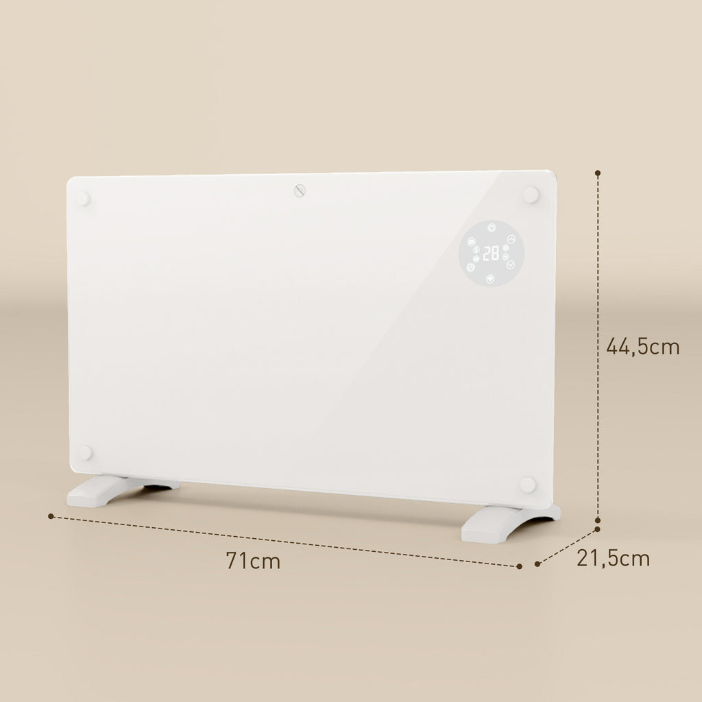HOMCOM Elektrischer Heizkörper Boden- oder Wandmontage 1500W LED-Display, 24-Stunden- oder wöchentlicher Timer, Thermostat, Fernbedienung