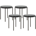 HOMCOM Küchenhocker 4-er Set, stapelbar, Samtoptik, bis 100kg, Stahlrahmen, 41,5 x 41,5 x 46 cm, Dunkelgrau